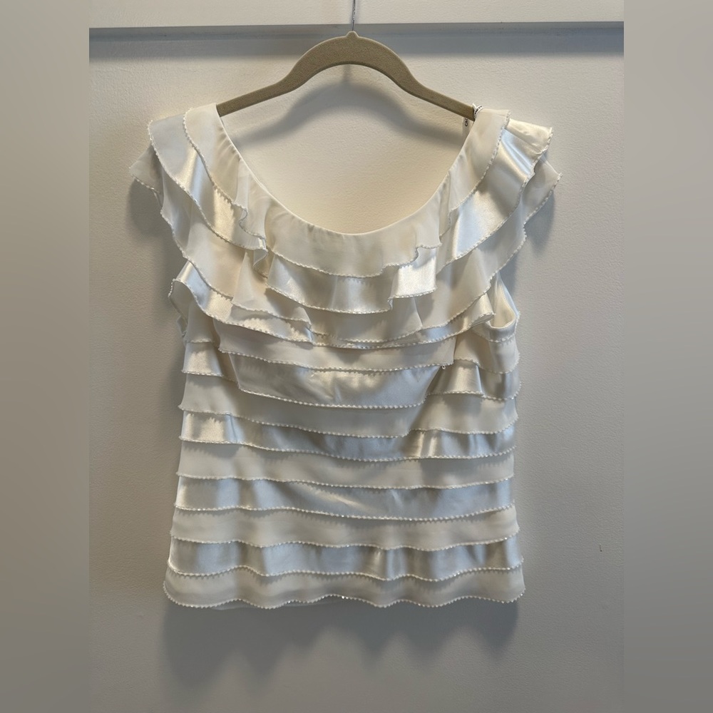 Cream ruffle blouse